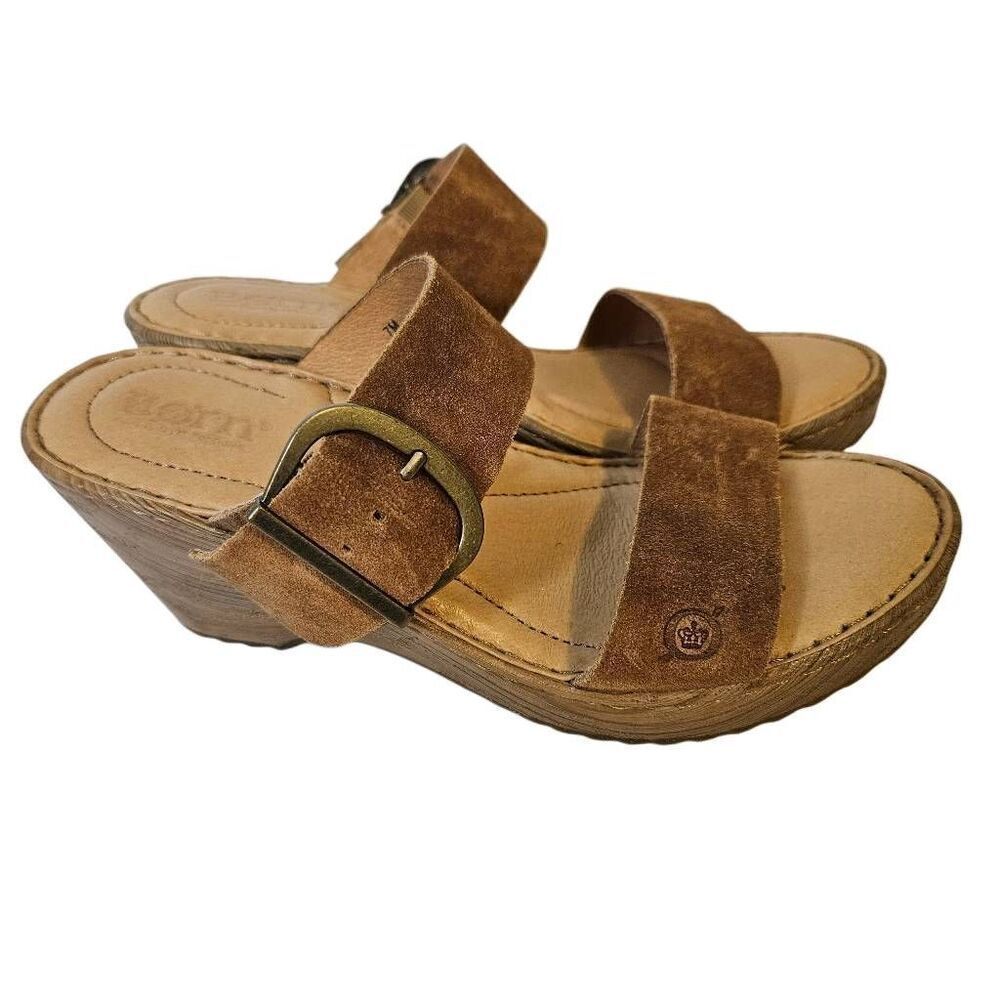 Born Emily womens wedge sandals, tan suede. Size 7. NWT. - Picture 2 of 5